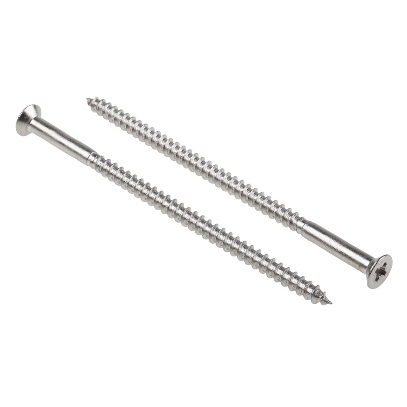 1 Bag of 25 - RS PRO Pozidriv Countersunk Stainless Steel Wood Screw, A2 304, 5mm Thread, 100mm Length