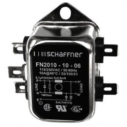 60 pcs - Schaffner, FN2010 10A 250 V ac/dc 0 - 400Hz, Chassis Mount EMI Filter, Fast-On, Single Phase