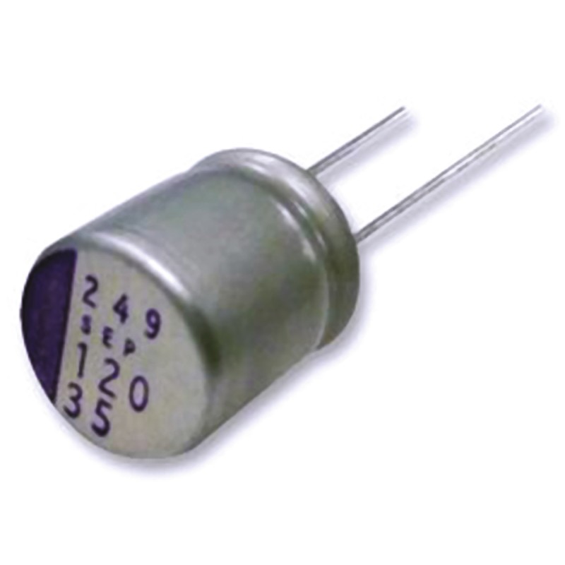 10 pcs - Panasonic 330μF Through Hole Polymer Capacitor, 25V dc