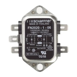 60 pcs - Schaffner, FN2020 1A 250 V ac/dc 400Hz, Chassis Mount EMI Filter, Fast-On, Single Phase