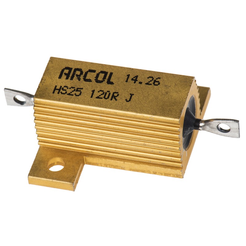 1 pcs - Arcol, 120Ω 25W Wire Wound Chassis Mount Resistor HS25 120R J ±5%