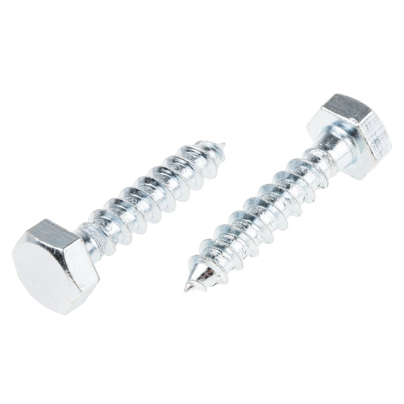 1 Bag of 25 - RS PRO Hex Coach Screw, Steel Bright Zinc Plated, 10mm x 50mm