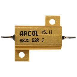 1 pcs - Arcol, 82Ω 25W Wire Wound Chassis Mount Resistor HS25 82R J ±5%