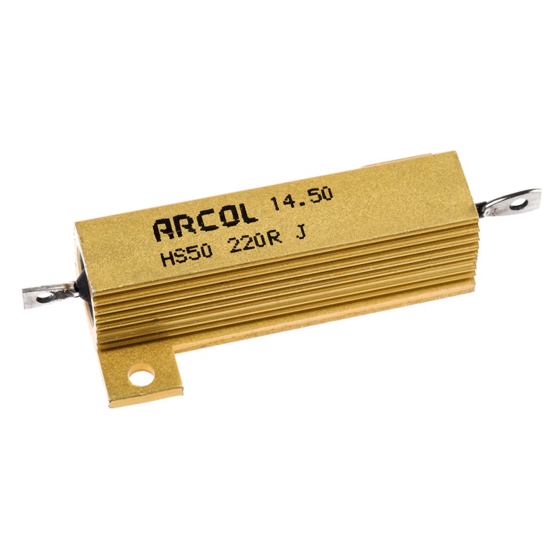 1 pcs - Arcol, 220Ω 50W Wire Wound Chassis Mount Resistor HS50 220R J ±5%
