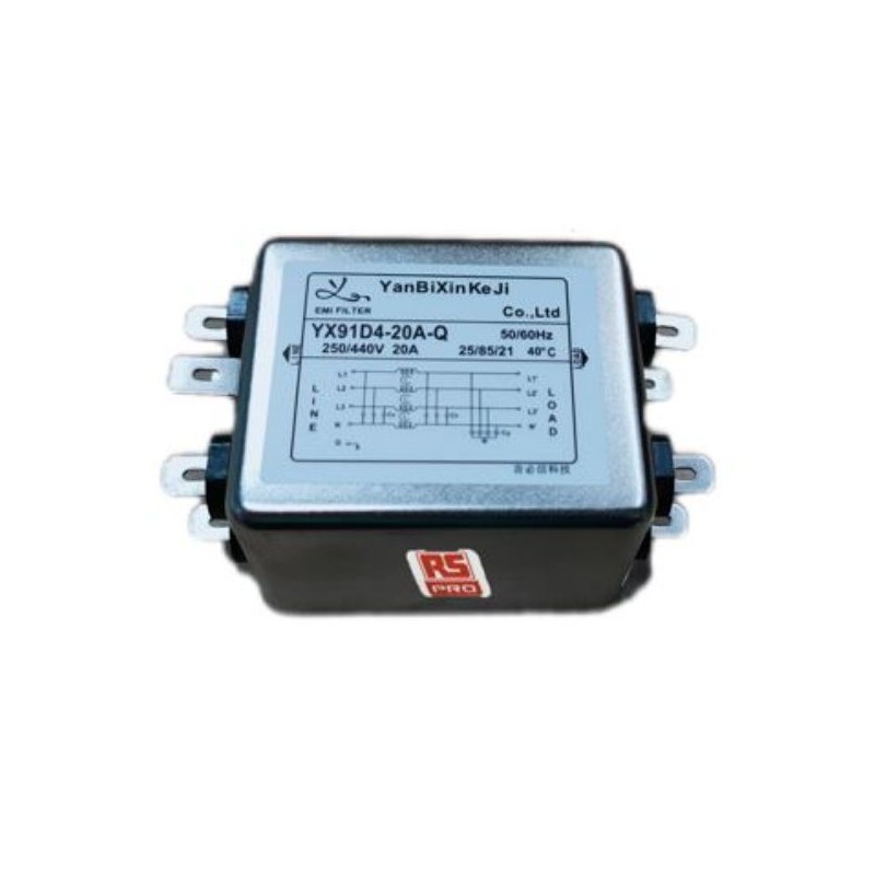 80 pcs - RS PRO 20A 250/440 V ac 50/60Hz, Chassis Mount Power Line Filter, Fast-On 3 Phase