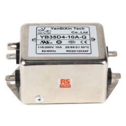 80 pcs - RS PRO 10A 115/250 V ac 50/60Hz, Chassis Mount Power Line Filter, Fast-On, Single Phase