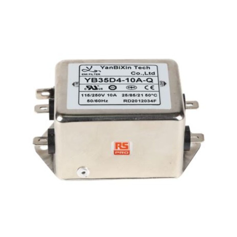 80 pcs - RS PRO 10A 115/250 V ac 50/60Hz, Chassis Mount Power Line Filter, Fast-On, Single Phase