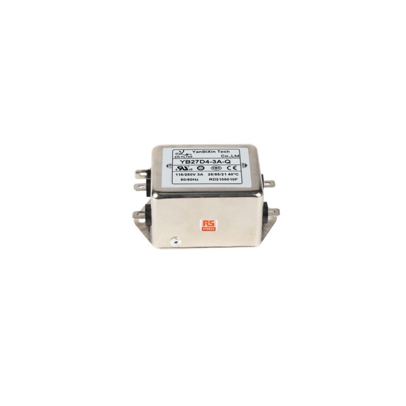 80 pcs - RS PRO 3A 115/250 V ac 50/60Hz, Chassis Mount EMI Filter, Fast-On, Single Phase