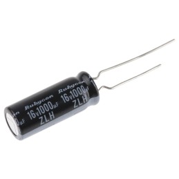 10 pcs - Rubycon 1000μF Aluminium Electrolytic Capacitor 16V dc, Radial, Through Hole - 16ZLH1000MEFCTA8X20
