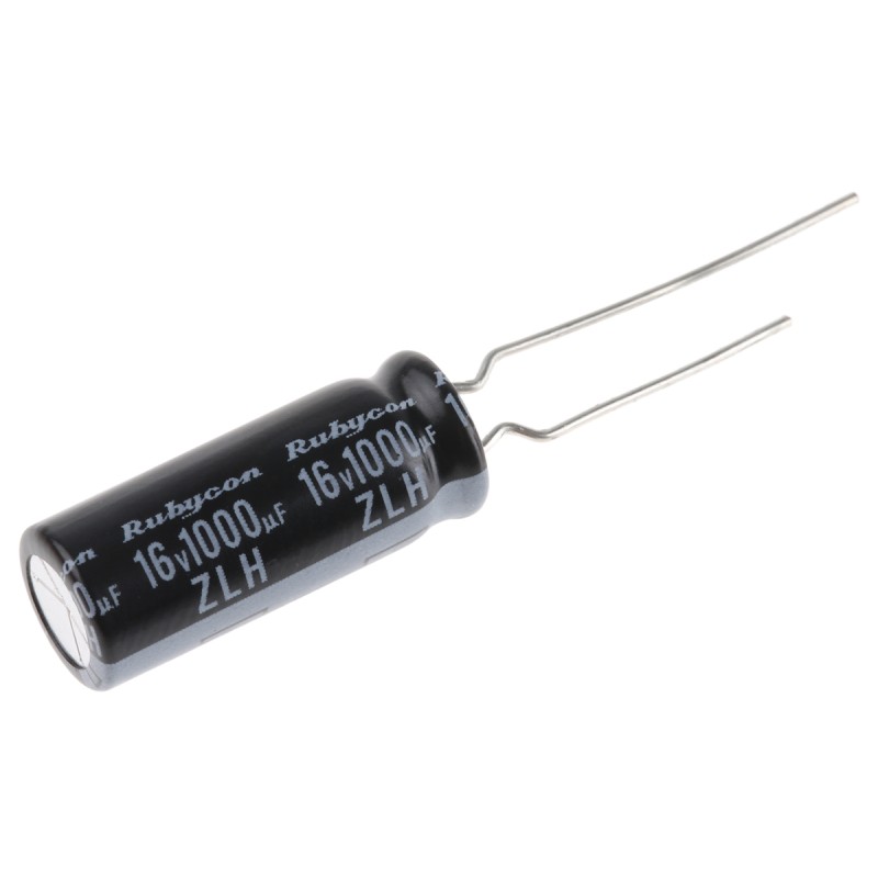 10 pcs - Rubycon 1000μF Aluminium Electrolytic Capacitor 16V dc, Radial, Through Hole - 16ZLH1000MEFCTA8X20