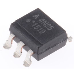 20 pcs - Broadcom, 4N25-300E DC Input Transistor Output Optocoupler, Surface Mount, 6-Pin PDIP