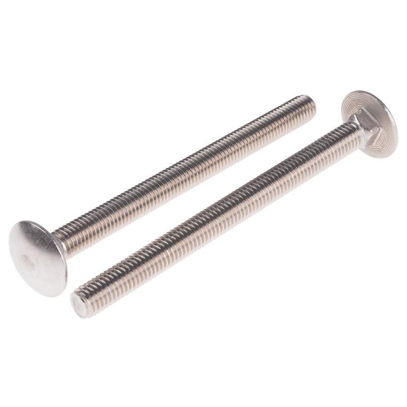 1 Bag of 25 - Plain Stainless Steel Coach Bolt, M8 x 100mm