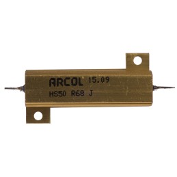 1 pcs - Arcol, 680mΩ 50W Wire Wound Chassis Mount Resistor HS50 R68 J ±5%