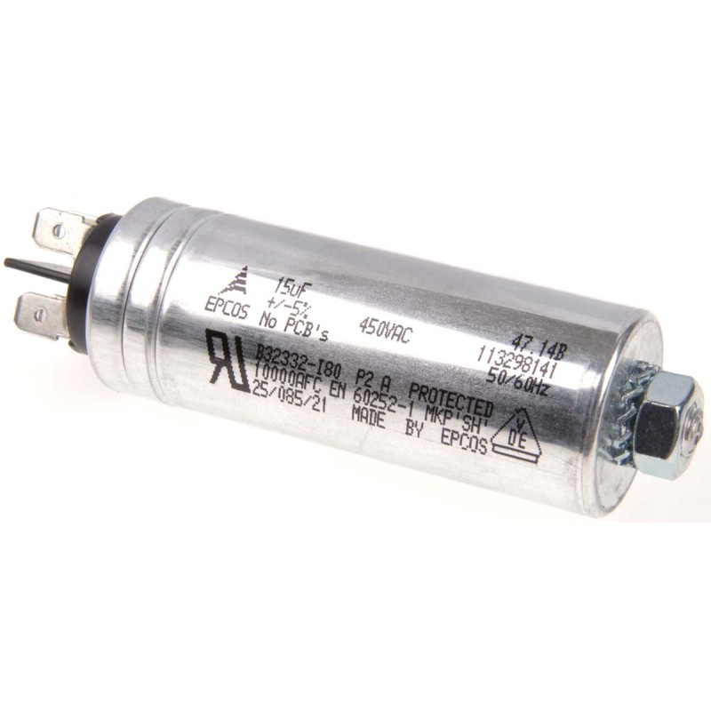 1 pcs - EPCOS B32332 Polypropylene Film Capacitor, 450V ac, ±5%, 15μF, Stud Mount