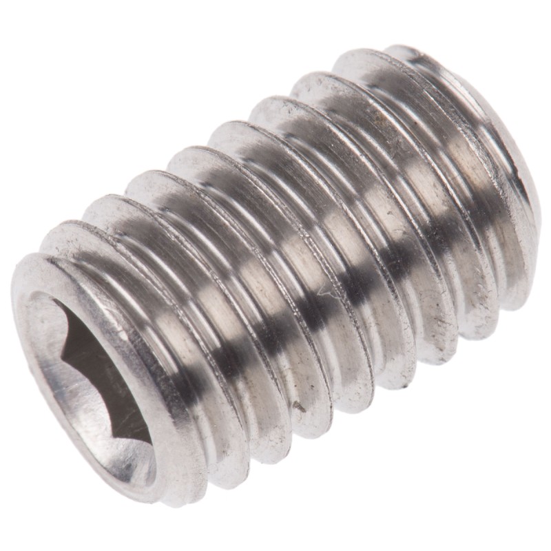 1 Bag of 25 - Plain Stainless Steel Hex Socket Set M8 x 12mm Grub Screw
