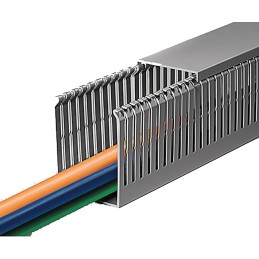 36 pcs - HellermannTyton HTWD-PN Grey Slotted Panel Trunking - Open Slot, W25 mm x D40mm, L2m, PVC