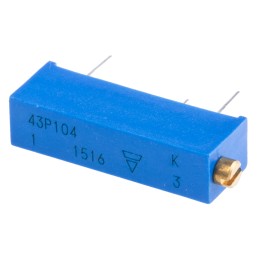 1 pcs - Vishay 43P Series 20-Turn Through Hole Trimmer Resistor with Pin Terminations, 100kΩ ±10% 1/2W ±100ppm/°C