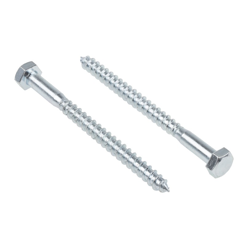 1 Bag of 25 - RS PRO Hex Coach Screw, Steel Bright Zinc Plated, 8mm x 100mm