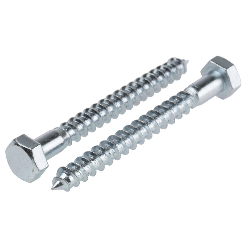 1 Bag of 25 - RS PRO Hex Coach Screw, Steel Bright Zinc Plated, 8mm x 75mm