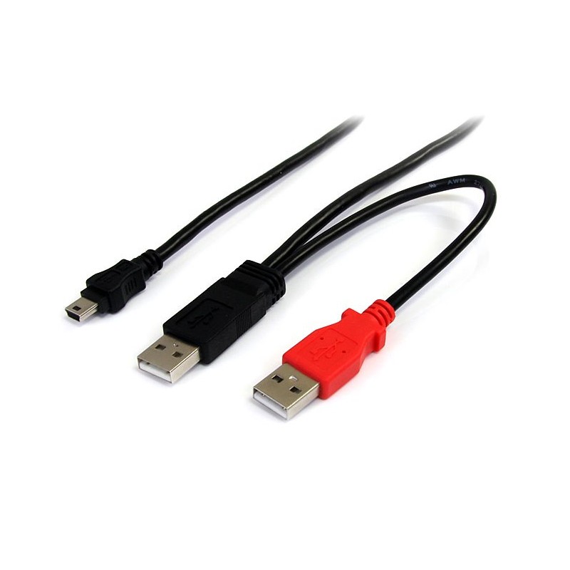 1 pcs - StarTech.com USB 2.0 Cable, Male USB A x 2 to Male Mini USB B Cable, 1.8m