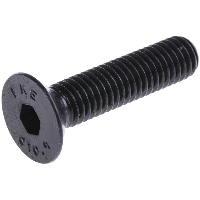 1 Bag of 25 - RS PRO Black, Self-Colour Steel Hex Socket Countersunk Screw, DIN 7991, M12 x 50mm