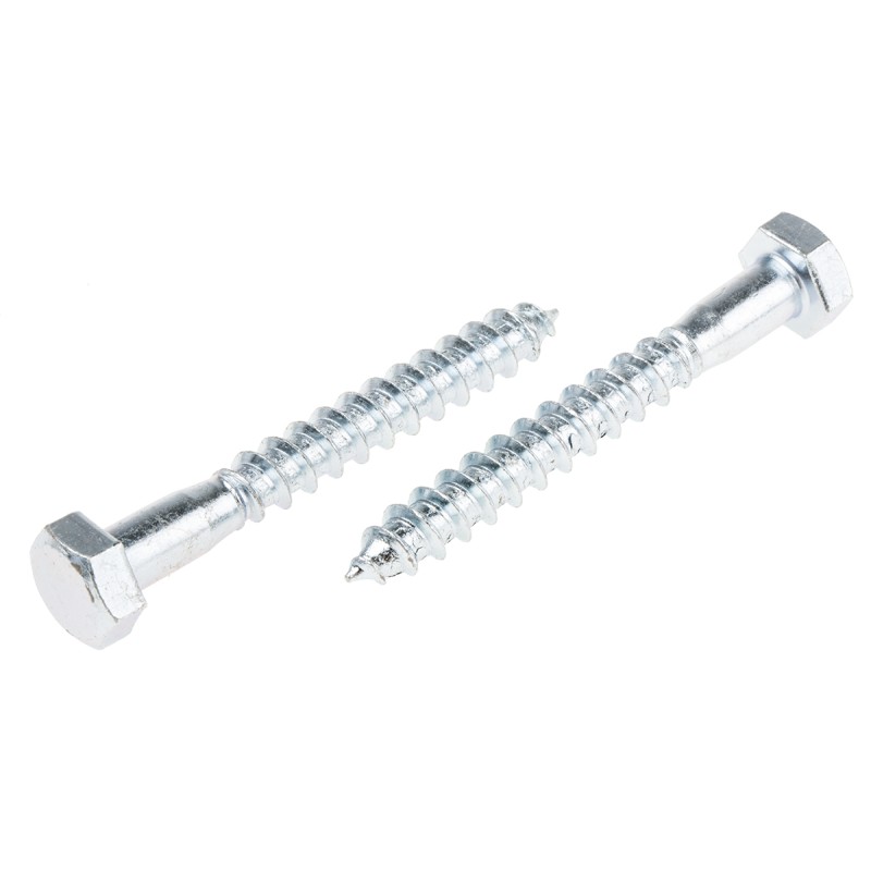 1 Bag of 25 - RS PRO Hex Coach Screw, Steel Bright Zinc Plated, 8mm x 65mm