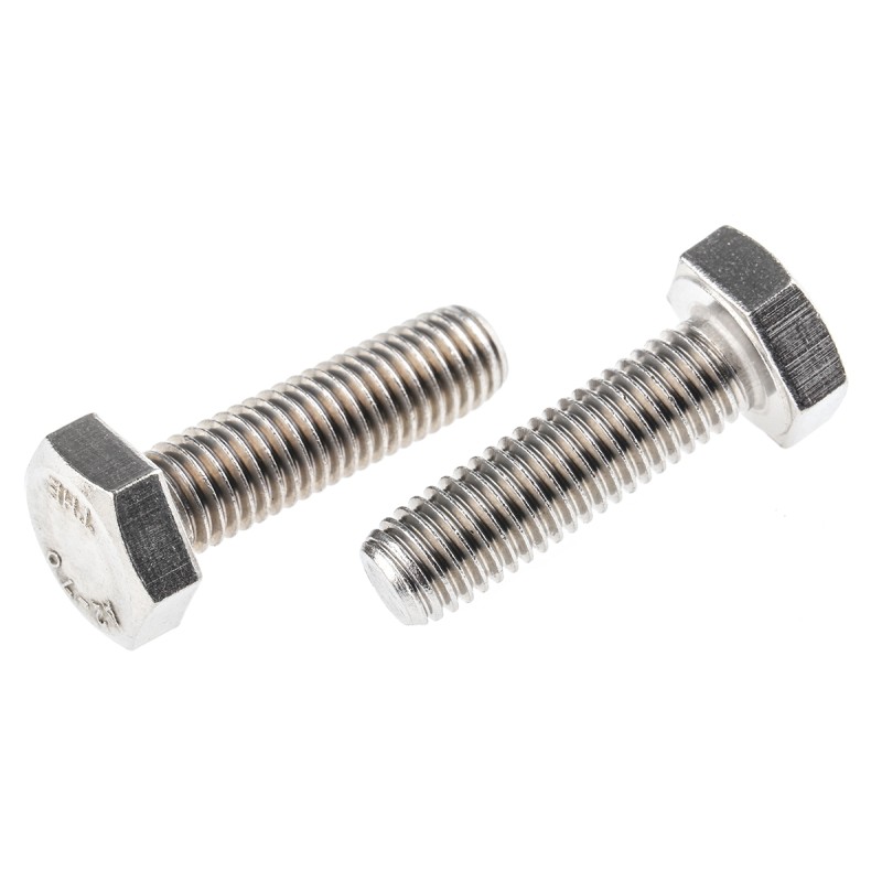 1 Bag of 25 - Plain Stainless Steel Hex, Hex Bolt, M10 x 35mm