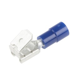 100 pcs - RS PRO Blue Insulated Female Spade Connector, Piggyback Terminal, 6.35 x 0.8mm Tab Size, 1.5mm² to 2.5mm²