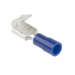 100 pcs - RS PRO Blue Insulated Female Spade Connector, Piggyback Terminal, 6.35 x 0.8mm Tab Size, 1.5mm² to 2.5mm²
