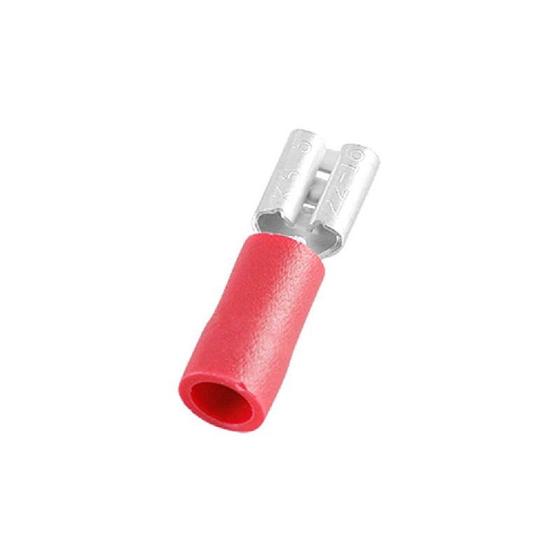 100 pcs - RS PRO Red Insulated Female Spade Connector, Receptacle, 4.75 x 0.5mm Tab Size, 0.5mm² to 1.5mm²