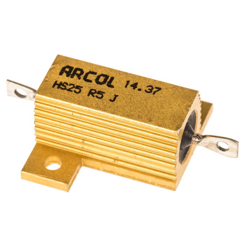 1 pcs - Arcol, 500mΩ 25W Wire Wound Chassis Mount Resistor HS25 R5 J ±5%