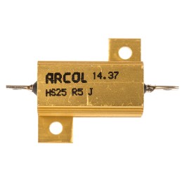 1 pcs - Arcol, 500mΩ 25W Wire Wound Chassis Mount Resistor HS25 R5 J ±5%