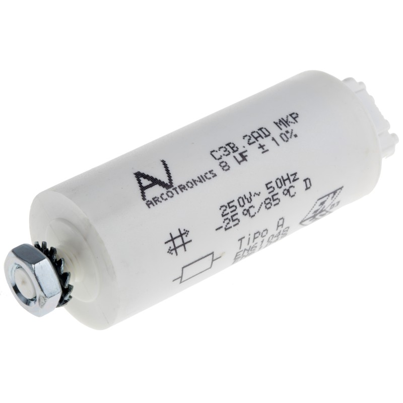 1 pcs - KEMET 8μF Polypropylene Capacitor PP 250V ac ±10% Tolerance Cable Mount C3B Series