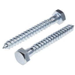 1 Bag of 25 - RS PRO Hex Coach Screw, Steel Bright Zinc Plated, 10mm x 70mm