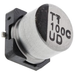 10 pcs - Nichicon 100μF Aluminium Electrolytic Capacitor 16V dc, Surface Mount - UUD1C101MCL1GS