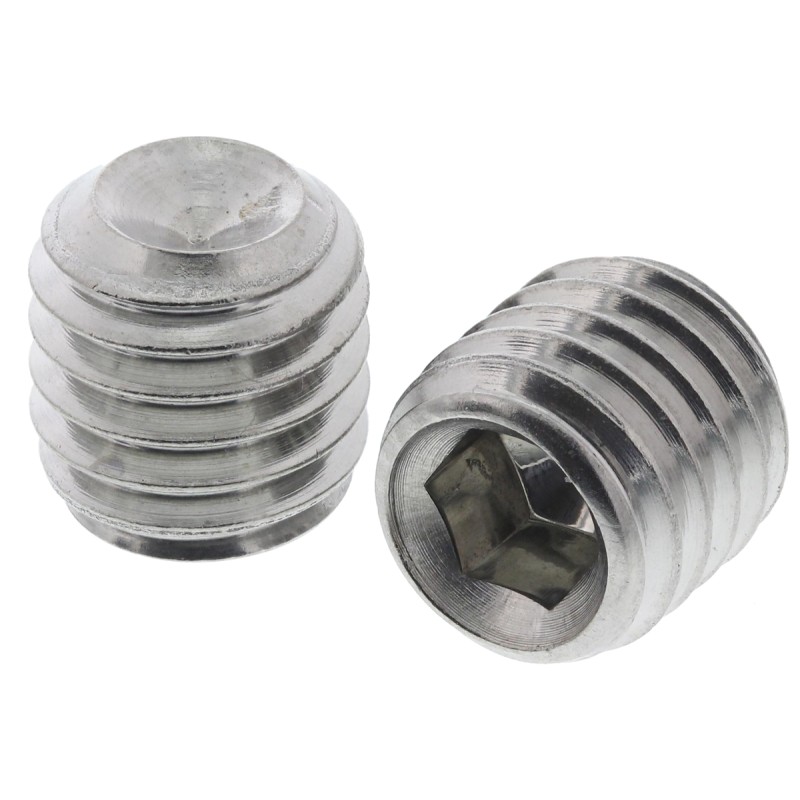 1 Bag of 25 - Plain Stainless Steel Hex Socket Set M8 x 8mm Grub Screw