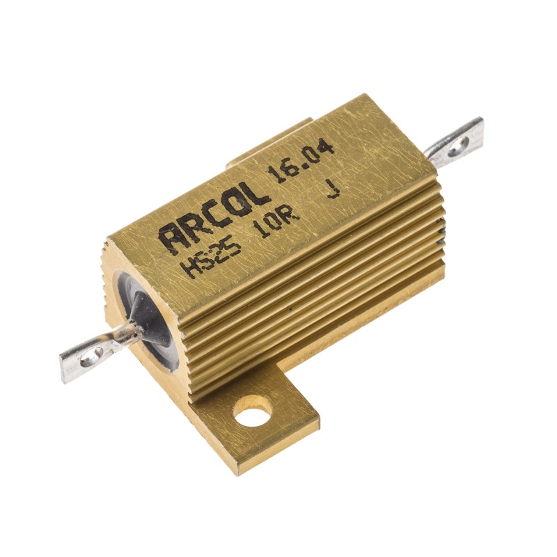 1 pcs - Arcol, 10Ω 25W Wire Wound Chassis Mount Resistor HS25 10R J ±5%