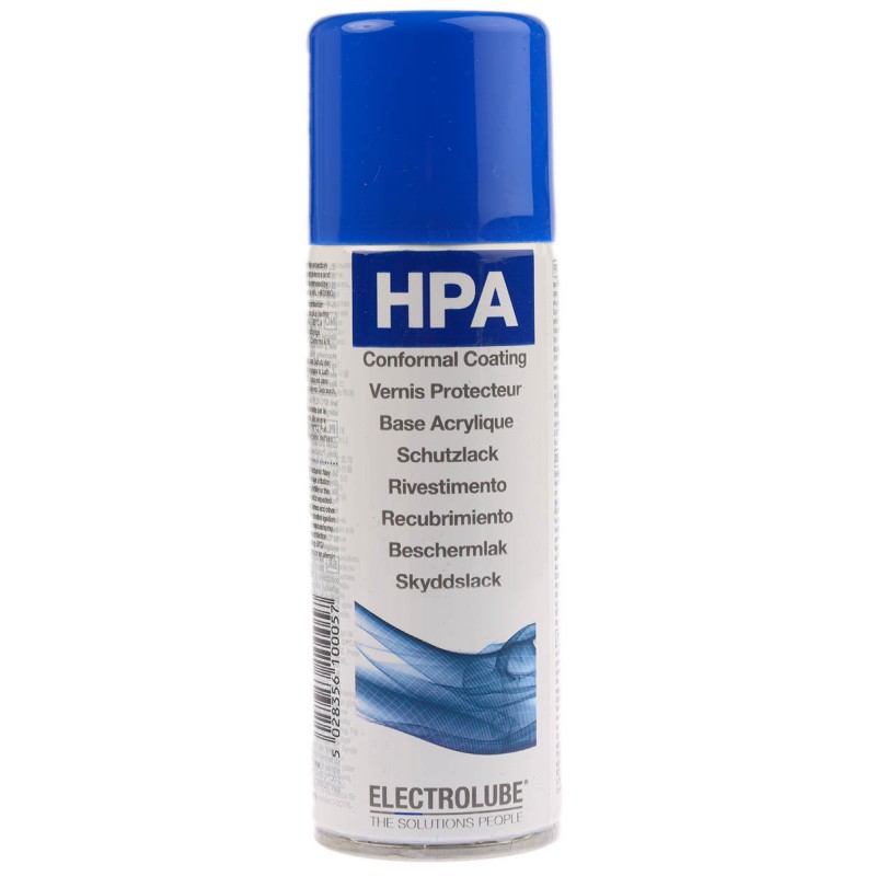 1 pcs - Electrolube Transparent Acrylic Resin Conformal Coating, 200 ml Aerosol, -55°C min, +130°C max