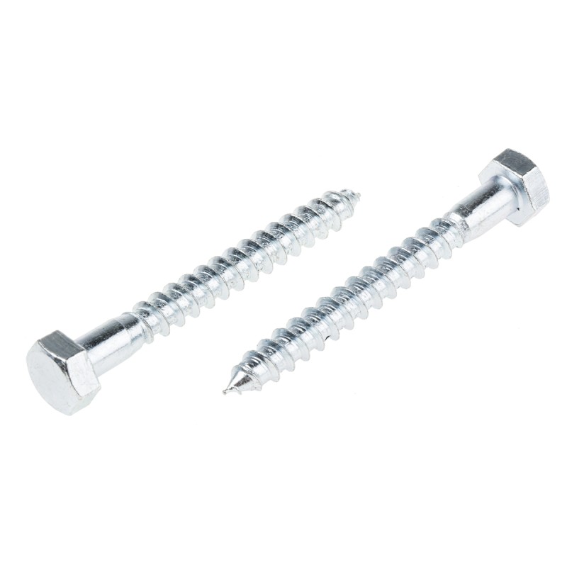 1 Bag of 25 - RS PRO Hex Coach Screw, Steel Bright Zinc Plated, 8mm x 70mm