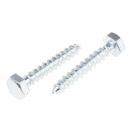 1 Bag of 25 - RS PRO Hex Coach Screw, Steel Bright Zinc Plated, 10mm x 60mm