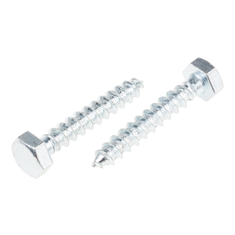 1 Bag of 25 - RS PRO Hex Coach Screw, Steel Bright Zinc Plated, 10mm x 60mm