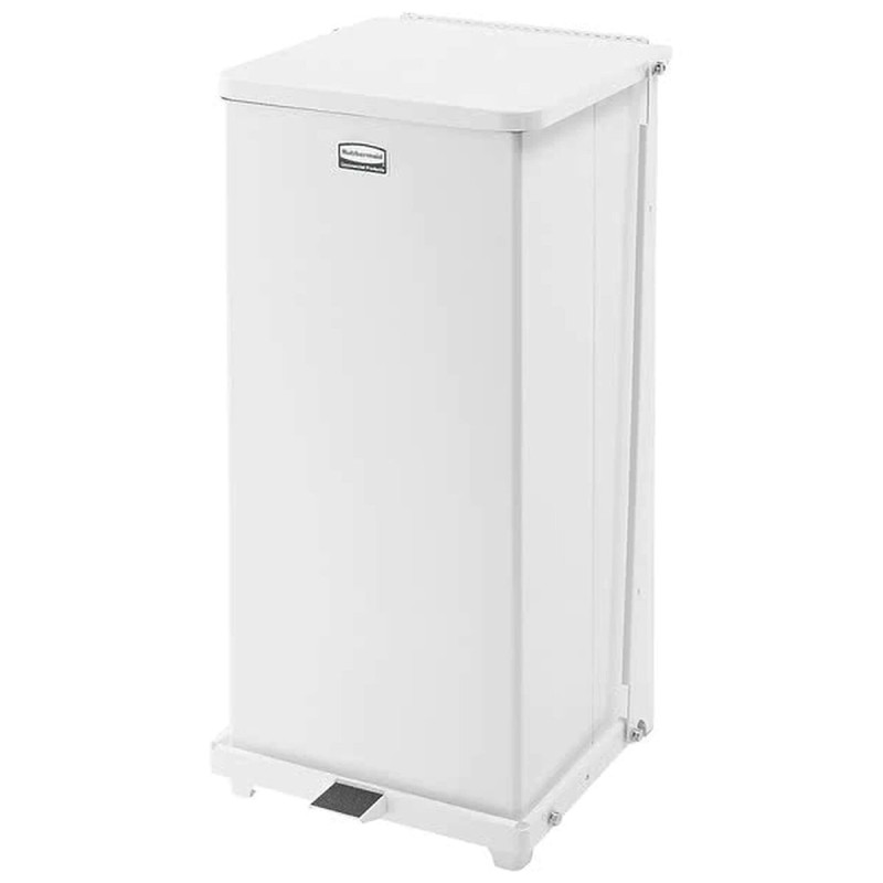 1 pcs - Rubbermaid Commercial Products 49L White Pedal Galvanised Steel Waste Bin
