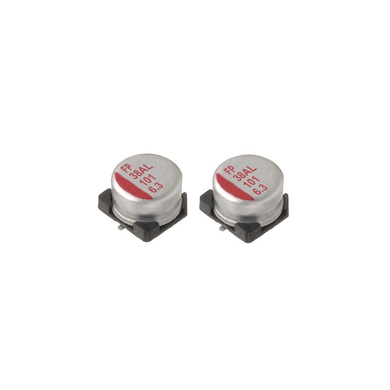 10 pcs - Nichicon 220μF Conductive Polymer Aluminium Solid Electrolytic Capacitor 6.3V dc, Surface Mount - RSL0J221MCN1GB