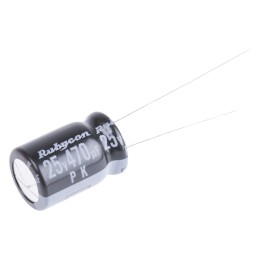 10 pcs - Rubycon 470μF Aluminium Electrolytic Capacitor 25V dc, Radial, Through Hole - 25PK470MEFC8X11.5