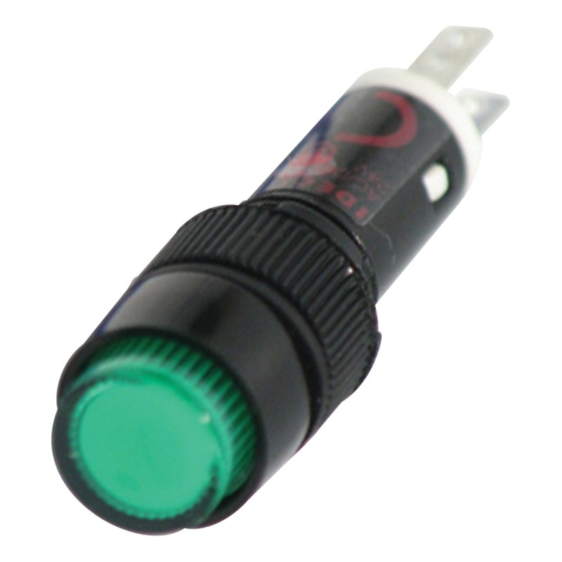 1 pcs - Idec Green Panel Mount Indicator, 24V ac/dc, 8.1mm Mounting Hole Size, Solder Tab Termination