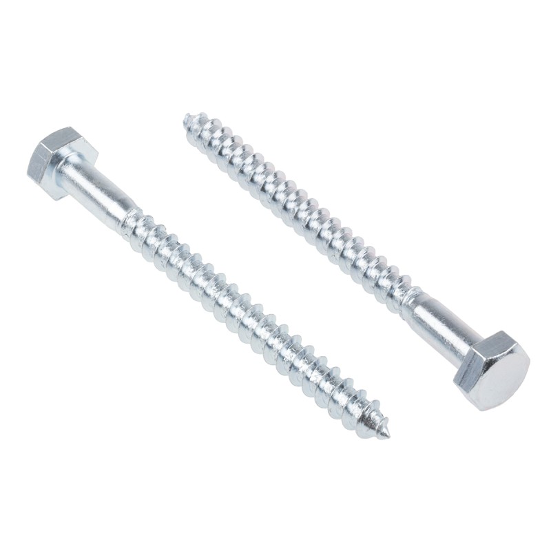 1 Bag of 25 - RS PRO Hex Coach Screw, Steel Bright Zinc Plated, 10mm x 120mm