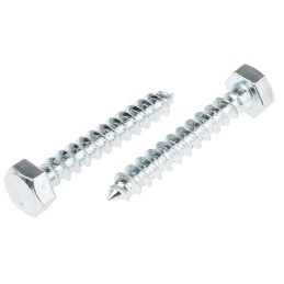 1 Bag of 25 - RS PRO Hex Coach Screw, Steel Bright Zinc Plated, 8mm x 50mm