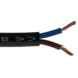 1 Reel of 100 M - RS PRO 2 Core Power Cable, 2.5 mm², 100m, Black PVC Sheath, 3182Y, 25 A, 300 V, 500 V
