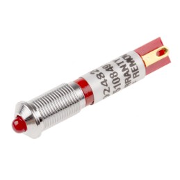 1 pcs - RS PRO Red Panel Mount Indicator, 24V dc, 6mm Mounting Hole Size, Solder Tab Termination