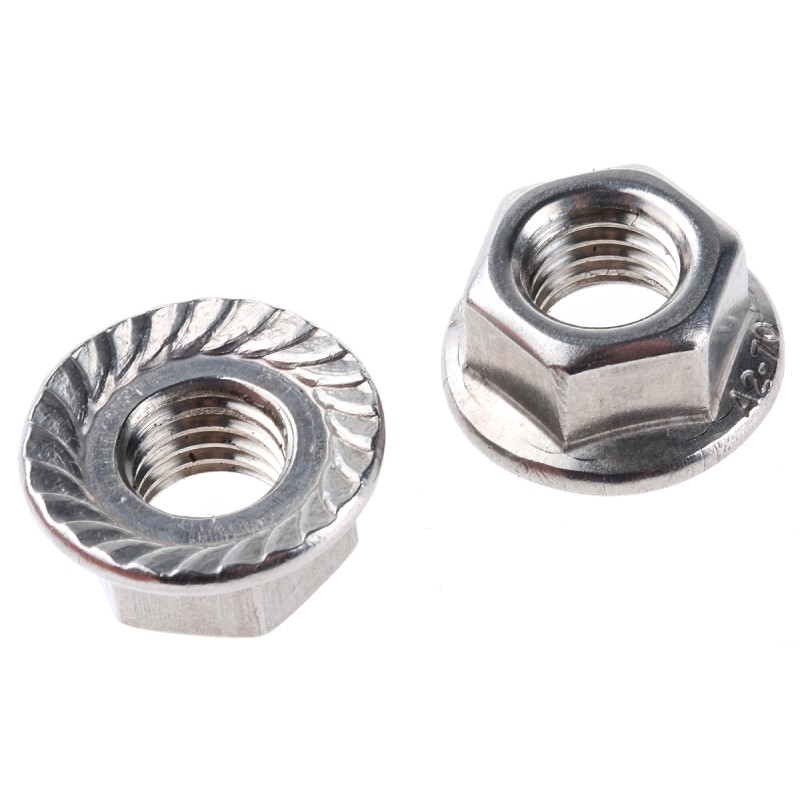 1 Bag of 25 - RS PRO, Plain Stainless Steel Flanged Hex Nut, DIN 6923, M10